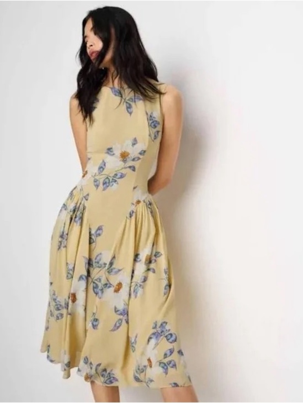 Reformation Anelis Yellow Floral Midi Dress in New Day NWT